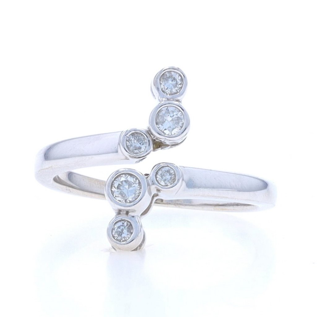 White Gold Diamond Bypass Ring - 14k Round Brilliant .30ctw Love Journey